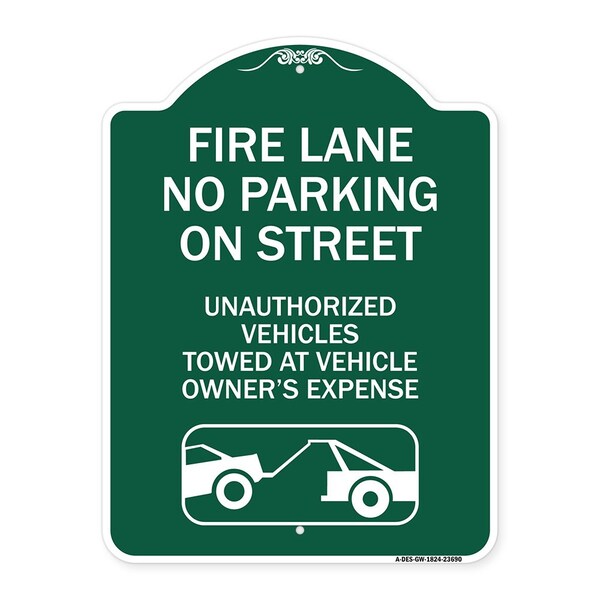 Signmission No Parking on Street Unauthorized Vehicles Towed at Vehicle Owners Expense, A-DES-GW-1824-23690 A-DES-GW-1824-23690 - main